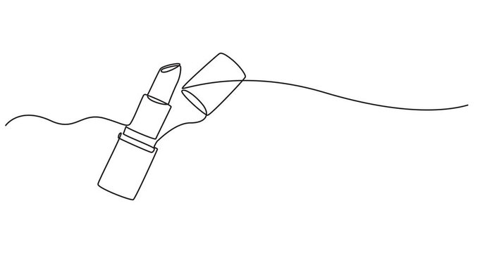 Lipstick, cosmetics. Contour drawing, silhouett animation. Video 4k object illustration self-drawing. Minimalist continuous line drawing silhouette on a white background new