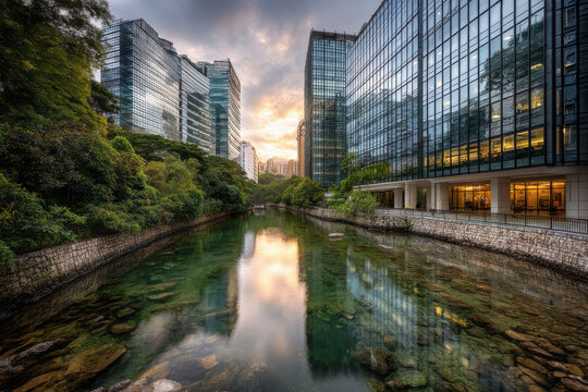 compelling juxtaposition of nature and technology emphasizing contrasts between organic landscapes and urban