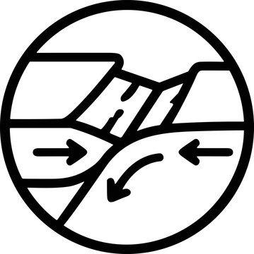 Subduction Zone Icon: Tectonic Plates Converging and Subducting