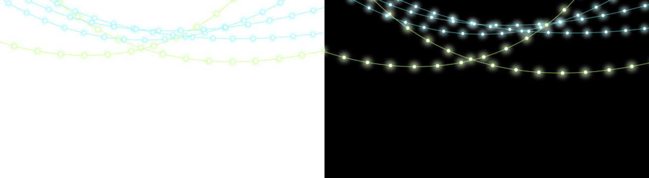 PNG image of Glowing Christmas fairy lights, decorative hanging string lights for holiday celebration, sparkling festive light bulbs for party event decor isolated on Transparent Background