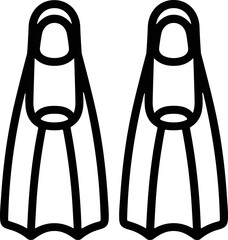 Pair of Black Outline Flippers for Swimming or Diving © Sugar