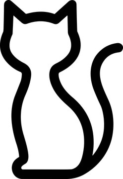 Simple black outline of a sitting cat icon, minimalist, clean design, graphic symbol