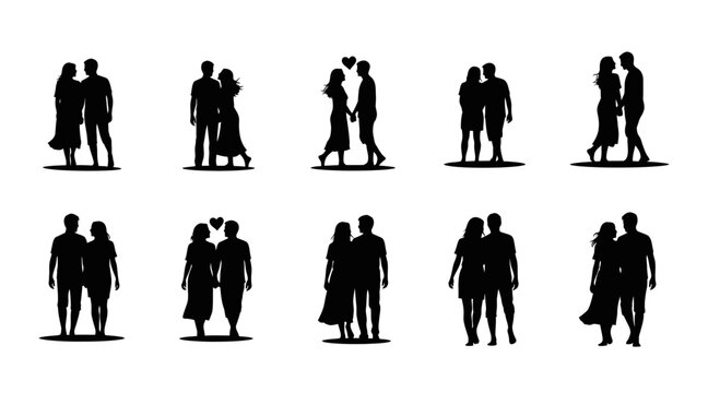 Silhouettes of people standing together.
