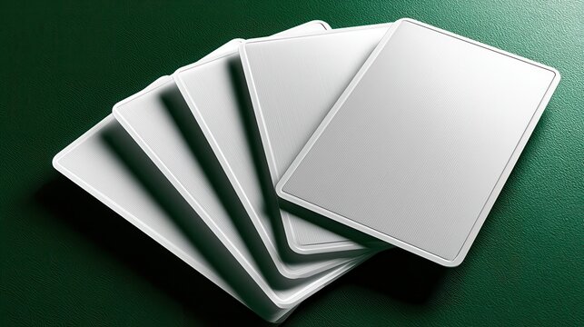 Blank playing cards fanned out on a green casino table