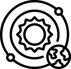 Solar System Icon: Sun, Earth Orbit, Planets © keenan