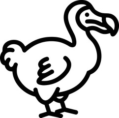 Cartoon Dodo Bird Icon - Extinct Animal Line Art Illustration © keenan
