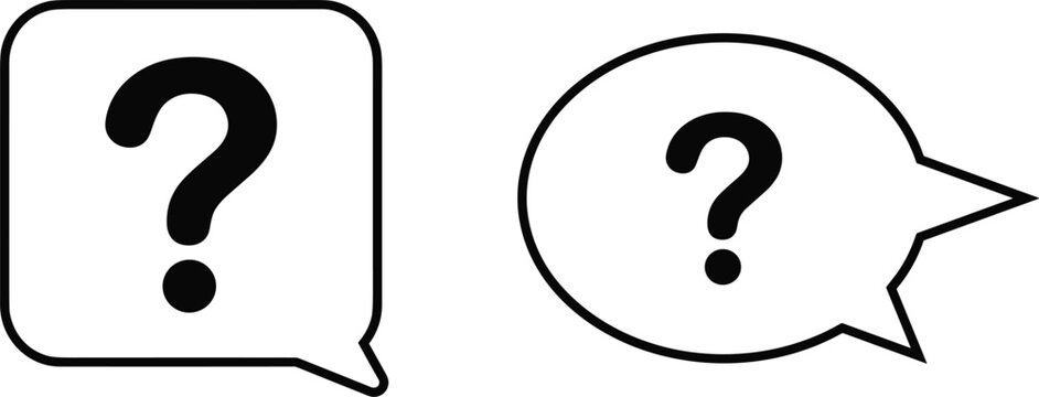Question Mark Icon Set in Speech Bubbles for Frequently Asked Questions FAQ Support Help Services and Customer Information Website Interface Designs