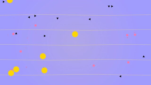 Colorful Motion of Yellow and Black Dots in a Dynamic Abstract Video Scene.