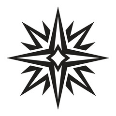 Obraz premium Minimalist north star compass rose symbol with navigation direction nautical