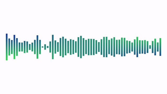 Audio wave visualization on a transparent background, digital sound wave and frequency level display, audio waveform spectrum animation, Audio Equalizer Background Animation in 4k.