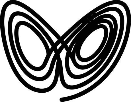 Lorenz Attractor Butterfly Shape Fractal Chaos Theory Mathematics Black and White Abstract