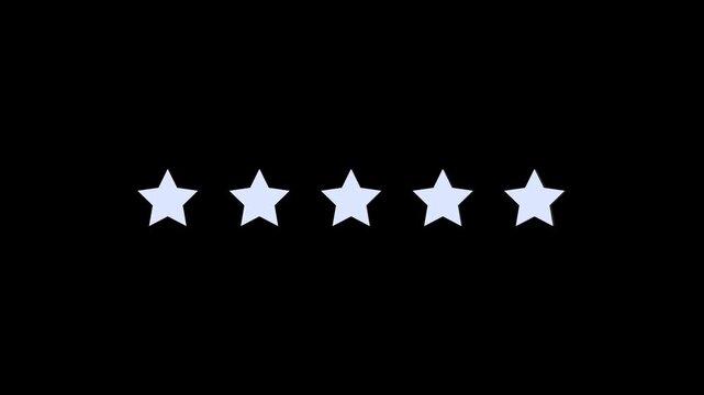 Five white stars in a row on black background image