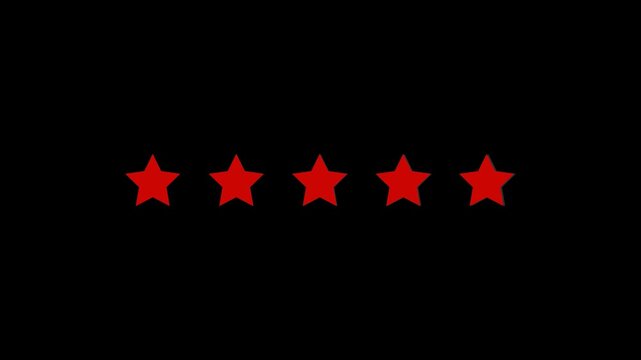 Five red stars in a row on black background image