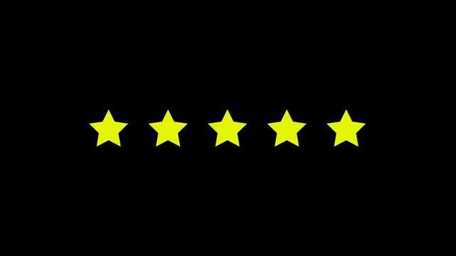 Five yellow stars in a row on black background image