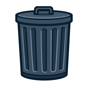 Trash can vector illustration showing a waste container for rubbish, garbage, and recycling, symbolizing disposal and cleaning
