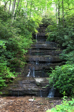 Key Falls, Pisgah Forest, NC - unique rock formation mountain waterfall 