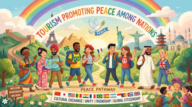 Diverse people walking in unity together.