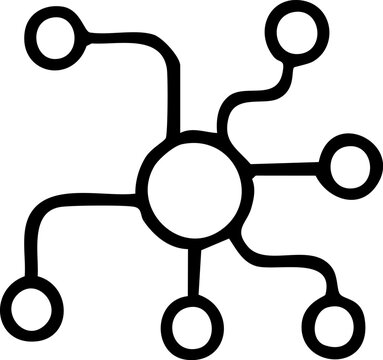 Hand drawn neural network connection and API integration vector icon
