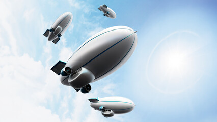 Zeppelin isolated on white background. 3D illustration © Destina