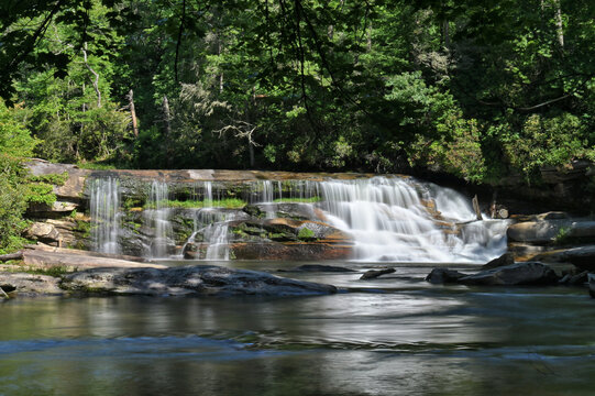 French Broad Falls, Balsam Grove, NC - mountain waterfall on the French Broad River