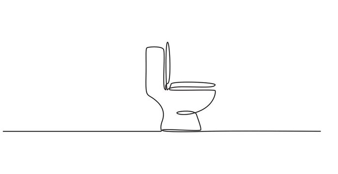 Self animated continuous one line drawing of toilet. Full length single line art animation, Animated self drawing of continuous line draw of toilet, Full length one line animation. 4K