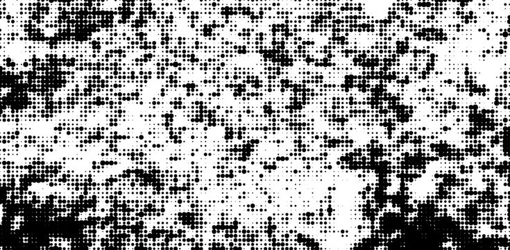 Halftone Dot Noise Pattern Background. Monochrome abstract dotted pattern background for overlay texture, dots in random clustered grids on white. Halftone dotted background. Vector graphic