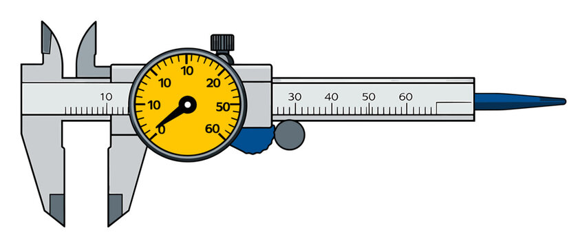 Dial caliper displays precise measurement for industrial manufacturing, engineering and technical inspection, ensuring accuracy and quality