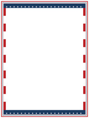Fototapeta premium Stars and Stripes Patriotic Border Frame — Classic American Flag Style with Star Bars Red White Stripes 4th of July Independence Day A4 Portrait Vector