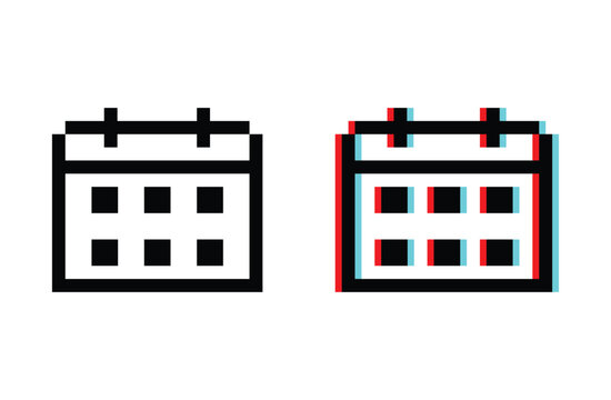 Calendar 8 bit vector icon for computer game, logo