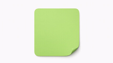 Paper memo pad with turned up corner, Mockup of a blank light green square label, Minimalist office stationery, green sticker, Adhesive paper sticker, square with curled corner © SHIVPRAKASH
