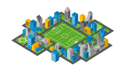 Soccer Field in City Urban Area. © anni