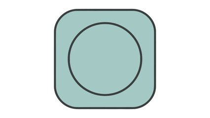 Obraz premium Teal square with circle on white background, shape simple
