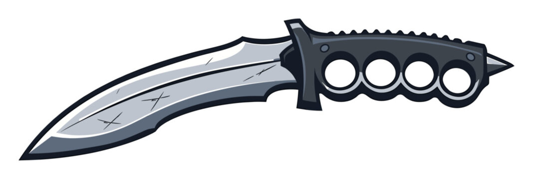 Combining a combat blade, brass knuckles, and a sharp pommel, this tactical trench knife serves self-defense and survival needs