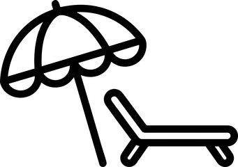 Beach Umbrella and Lounge Chair Icon - Summer Vacation and Relaxation Symbol © Brian