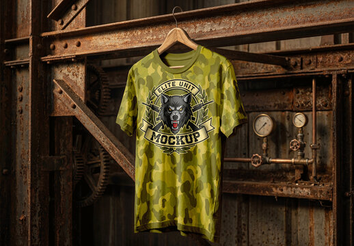 T Shirt Rusty Metal Mockup