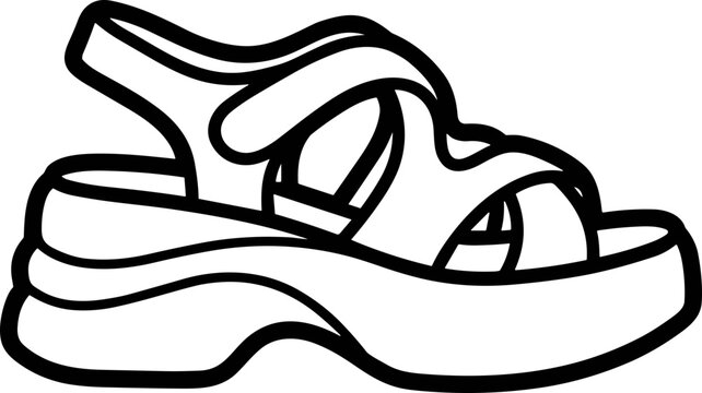 Retro Platform Sandal Outline Icon