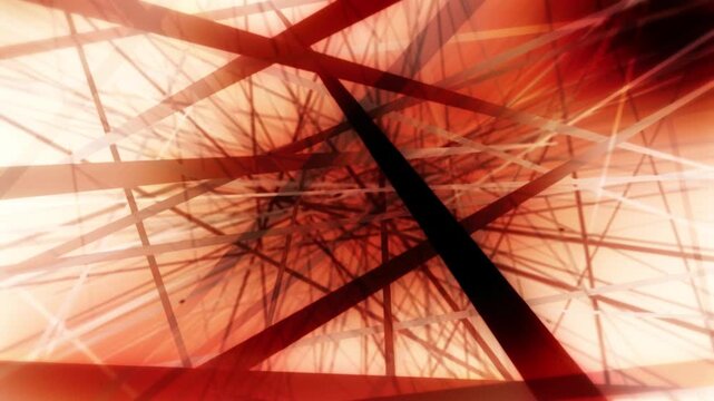 Burnt Orange Abstract Lines in Motion 4K Loop features lines of varying sizes flowing forward and backward with a vibrant burnt orange glow in a loop.