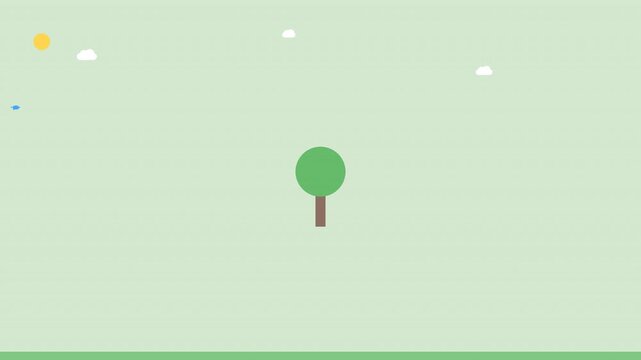 Motion of a Single Tree in a Calm Landscape with Gentle Breeze Nature Scene and Soft Colors.