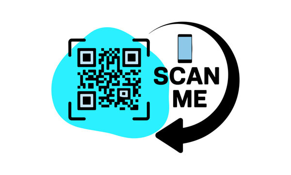 Scan Me QR Code: A vibrant graphic illustration featuring a scannable QR code with a Scan Me prompt and a circular arrow indicating action, often used for digital access and information.