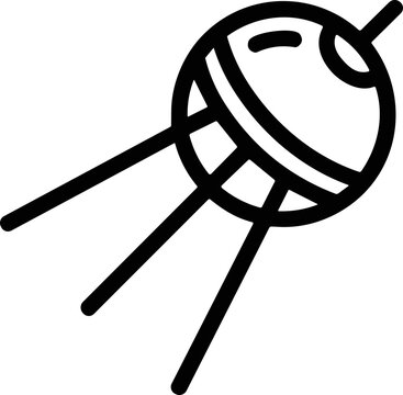 Retro Sputnik satellite icon, vector illustration of early space exploration technology, isolated on white background.