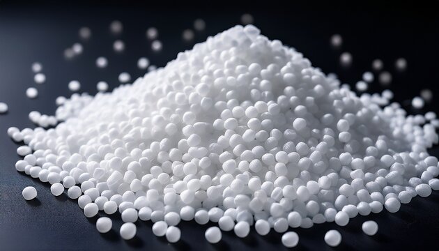 polypropylene resin granules on a dark background this polymer serves as the primary raw material for products within the plastics industry