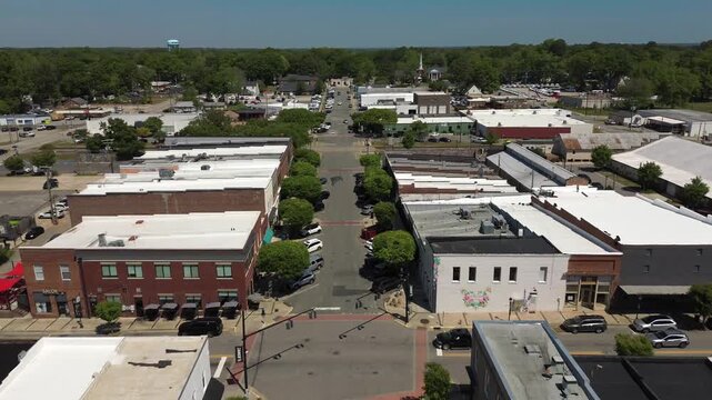 Aerial view of downtown Wendell, North Carolina, a fast growing city near Raleigh in Wake County