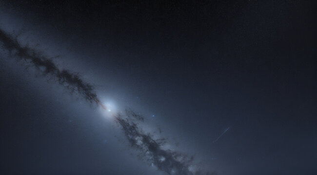Cinturon de asteroides y luces lejanas en el infinito