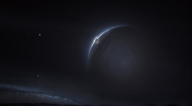 Amanecer espacial sobre la curvatura de un planeta lejano