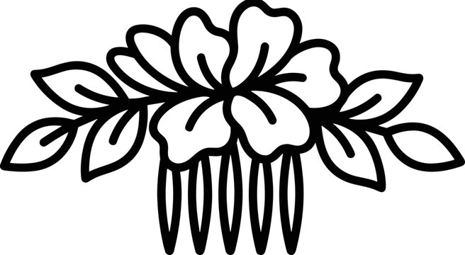 Floral Hair Comb Vector Illustration