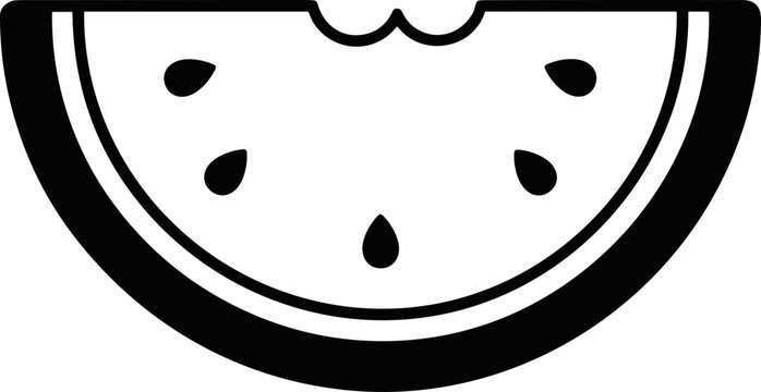 Bitten Slice of Watermelon Icon - Minimalist Summer Fruit Design