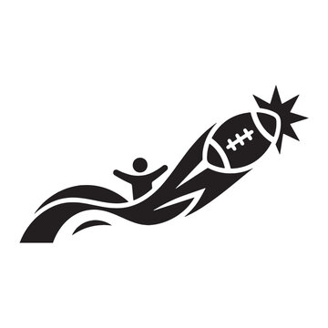 Falling Figure And Exploding Bomb Silhouette On White Background