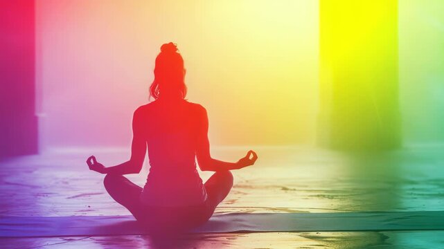 woman meditating in lotus position
