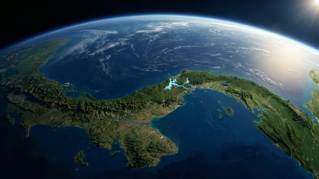 panama canal map viewed from space video