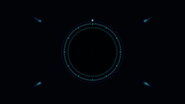 Dynamic Motion Graphics of Circular Digital Interface with Rotating Elements for Technology and Futuristic Design.